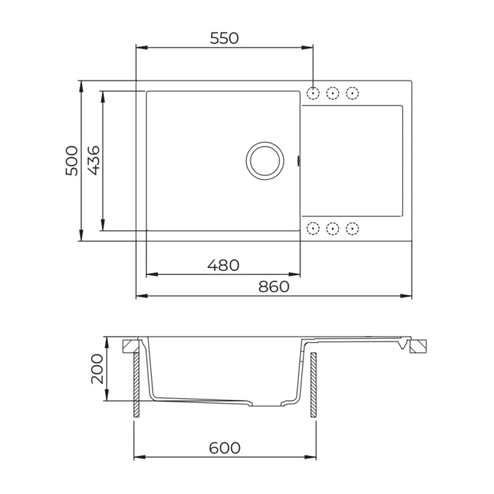 EVIDO Cubo XL 6S compact gránit mosogató, 860 x 500 mm, bézs