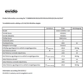 EVIDO DOMINO-I 32B indukciós domino főzőlap, 30 cm, fekete