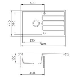 EVIDO Easy 45S gránit mosogató, 760 x 440 mm, bézs