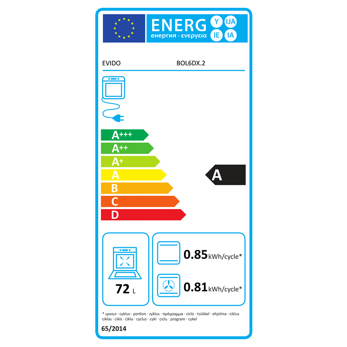 EVIDO LEVEL 60X beépíthető sütő, multifunkciós, 60 cm, inox/fekete üveg