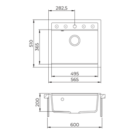 EVIDO Quadro 6 gránit mosogató, 562 x 510 mm, bézs