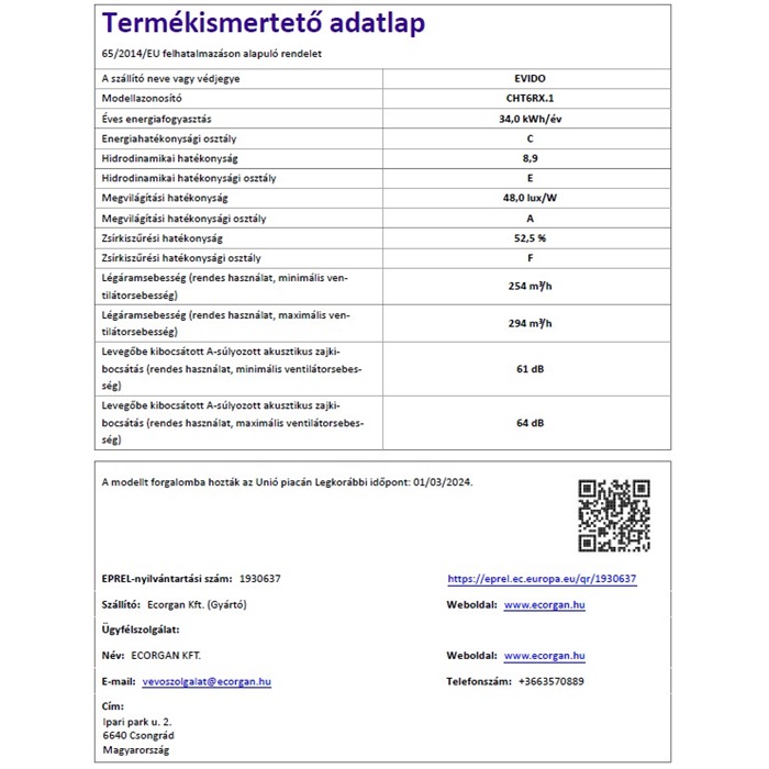 EVIDO SLIMBOX 60X teleszkópos páraelszívó, 60 cm, inox