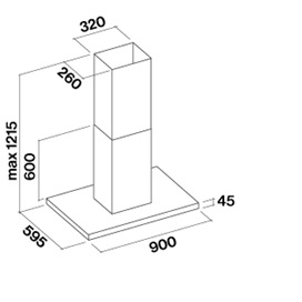 FALMEC LUCE sziget páraelszívó, 90 cm, fekete