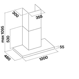 FALMEC LUMINA LED NRS fali páraelszívó, 120 cm, inox/üveg