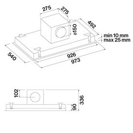 Falmec STELLA PLUS 90 cm mennyezeti páraelszívó, inox (motor nélkül)