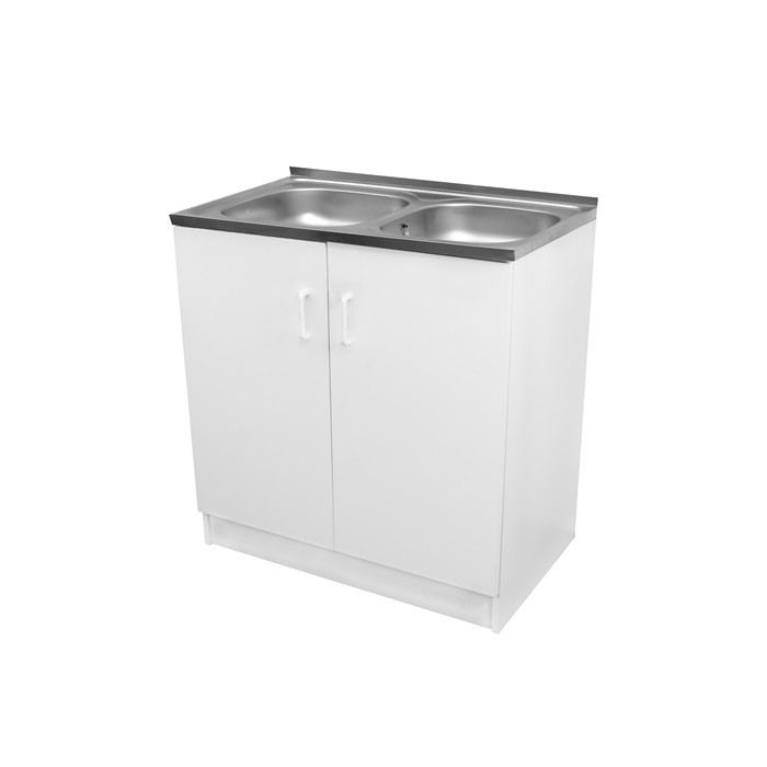 Komplett mosogató szekrény 80x50, nyílóajtós, 2med.tál, fehér front
