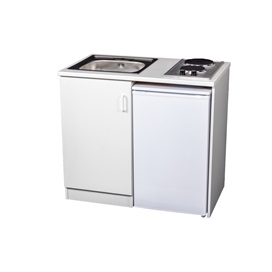 EVIDO WEEKEND minikonyha jobb oldali hűtővel, elektromos főzőlappal, egymedencés rozsdamentes mosogatóval