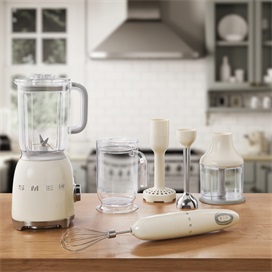 SMEG BOTMIXER SZETT, retro, bézs, tartalma: botmixer, keverőedény, pürésítő feltét, habverő, aprító