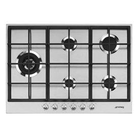 SMEG GÁZ FŐZŐLAP,Linea ,72,5 cm,4 normál + 1 4,2 kW-os WOK gázégő,,szálcsiszolt rozsdamentes acél