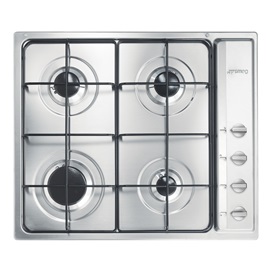 SMEG GÁZ FŐZŐLAP, Contemporary design, 60 cm, 4 gázégő, zománcozott edénytartók, szálcsiszolt rozsdamentes acél