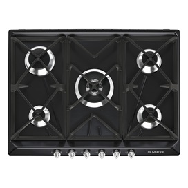 SMEG GÁZ FŐZŐLAP, Victoria design, 70 cm, 5 gázégő, fekete