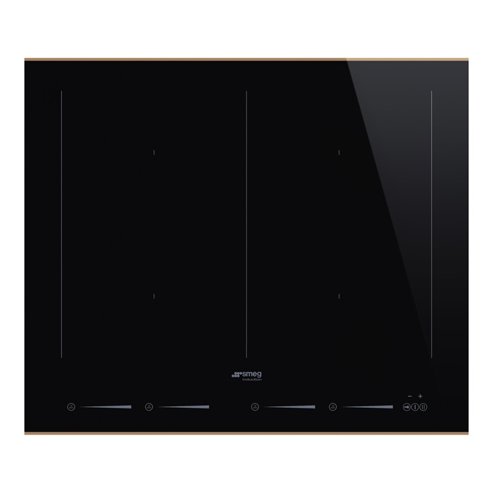 SMEG INDUKCIÓS FŐZŐLAP,Dolce Stil Novo,60 cm,4 booster,2multizone,9 fokozat,érintőszenz.,egyenes élű,fekete üvegker./réz