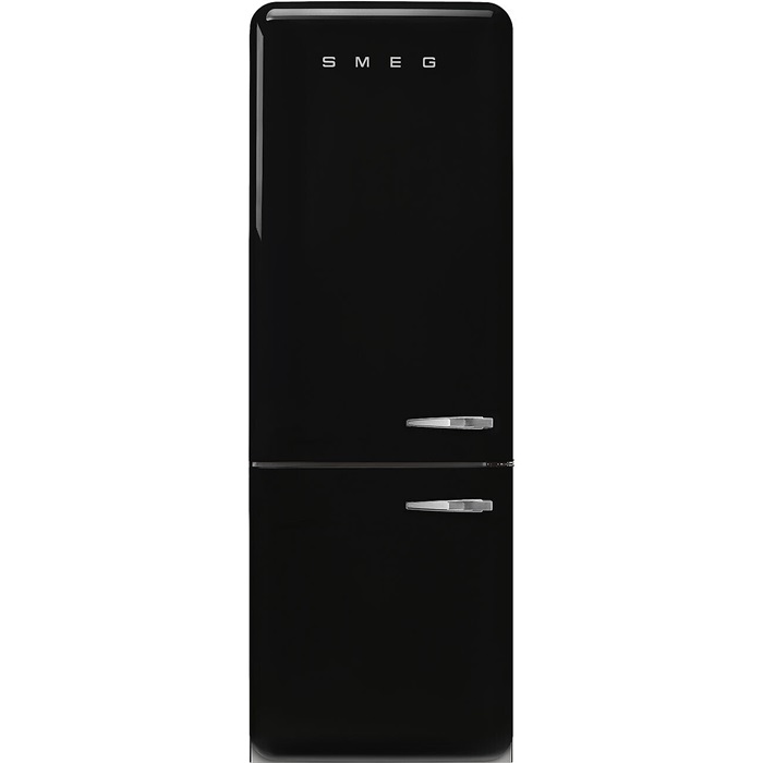 SMEG KOMBINÁLT HŰTŐ ÉS FAGYASZTÓ, retro, 70,6x205 cm, bal oldali pántok,  fekete
