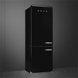 SMEG KOMBINÁLT HŰTŐ ÉS FAGYASZTÓ, retro, 70,6x205 cm, bal oldali pántok,  fekete