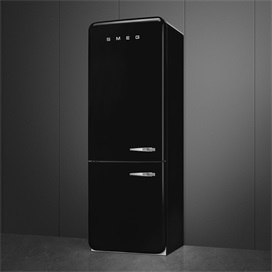 SMEG KOMBINÁLT HŰTŐ ÉS FAGYASZTÓ, retro, 70,6x205 cm, bal oldali pántok,  fekete
