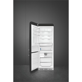 SMEG KOMBINÁLT HŰTŐ ÉS FAGYASZTÓ, retro, 70,6x205 cm, bal oldali pántok,  fekete