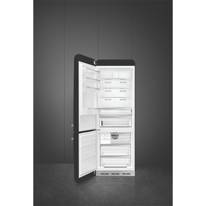 SMEG KOMBINÁLT HŰTŐ ÉS FAGYASZTÓ, retro, 70,6x205 cm, bal oldali pántok,  fekete