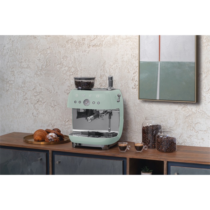 SMEG ŐRLŐVEL KOMBINÁLT ESPRESSO KÁVÉFŐZŐ, világoszöld