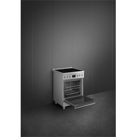 SMEG PIROLITIKUS SZABADONÁLLÓ TŰZHELY, Classica design, 60 cm, 1 sütőtér, indukciós főzőlap, inox