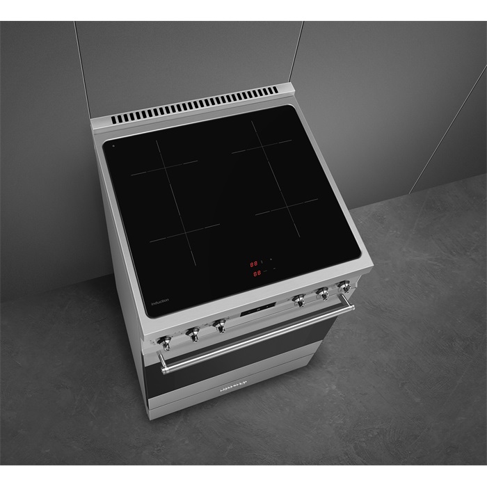 SMEG PIROLITIKUS SZABADONÁLLÓ TŰZHELY, Classica design, 60 cm, 1 sütőtér, indukciós főzőlap, inox