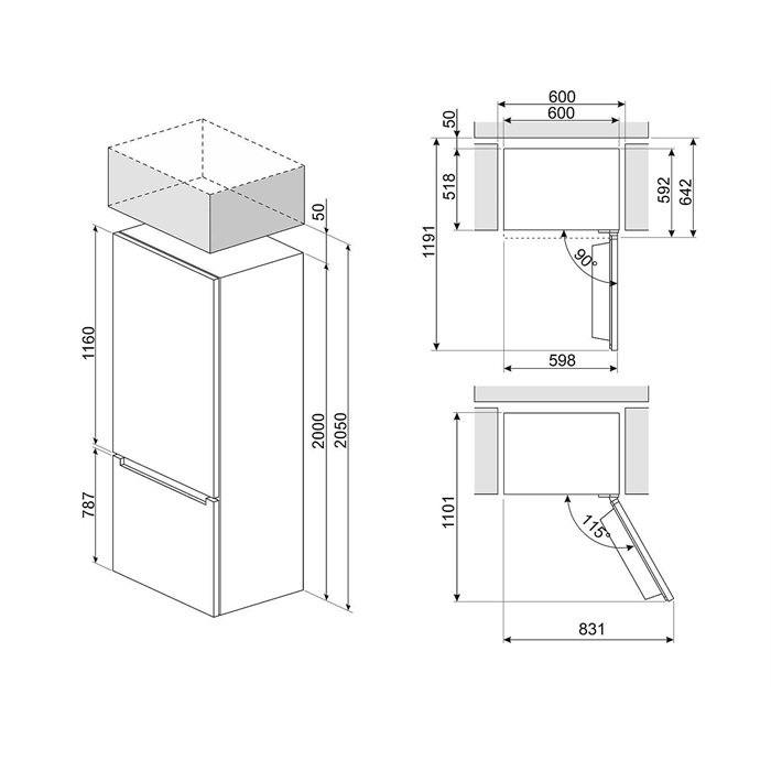SMEG SZABADONÁLLÓ HŰTŐ ÉS FAGYASZTÓ, 60x200 cm, E energiaosztály, külső kijelző, inox