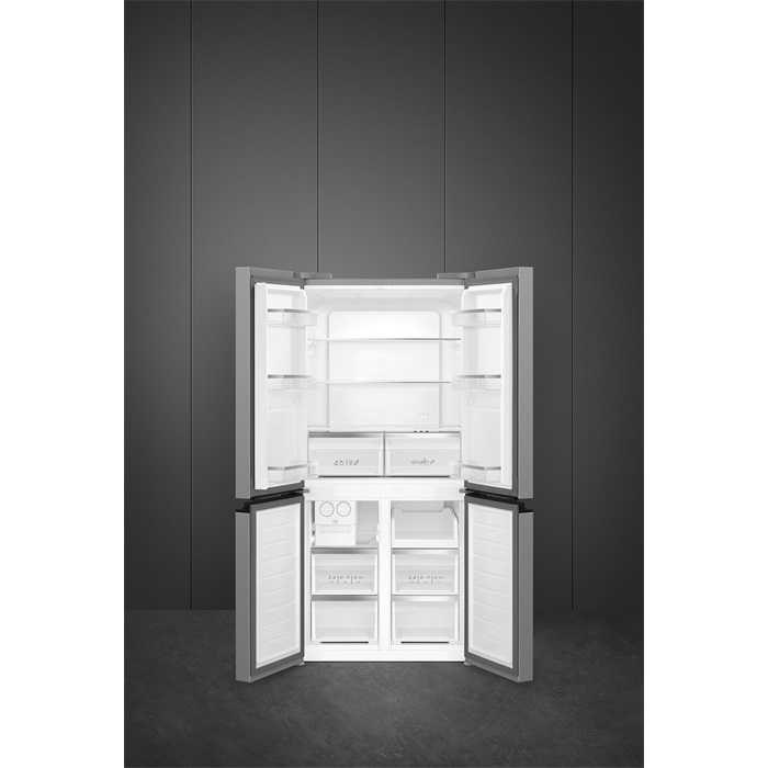 SMEG SZABADONÁLLÓ HŰTŐ ÉS FAGYASZTÓ, 84x179 cm, E energiaosztály, francia ajtó, inox