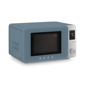 SMEG ASZTALI MIKROHULLÁMÚ SÜTŐ GRILL, LÉGKEVERÉS ÉS AIRFRY funkcióval, Collezione design, 27 liter, matt viharkék