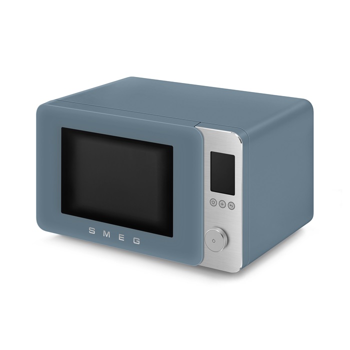 SMEG ASZTALI MIKROHULLÁMÚ SÜTŐ GRILL, LÉGKEVERÉS ÉS AIRFRY funkcióval, Collezione design, 27 liter, matt viharkék