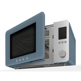 SMEG ASZTALI MIKROHULLÁMÚ SÜTŐ GRILL, LÉGKEVERÉS ÉS AIRFRY funkcióval, Collezione design, 27 liter, matt viharkék