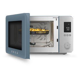 SMEG ASZTALI MIKROHULLÁMÚ SÜTŐ GRILL, LÉGKEVERÉS ÉS AIRFRY funkcióval, Collezione design, 27 liter, matt viharkék