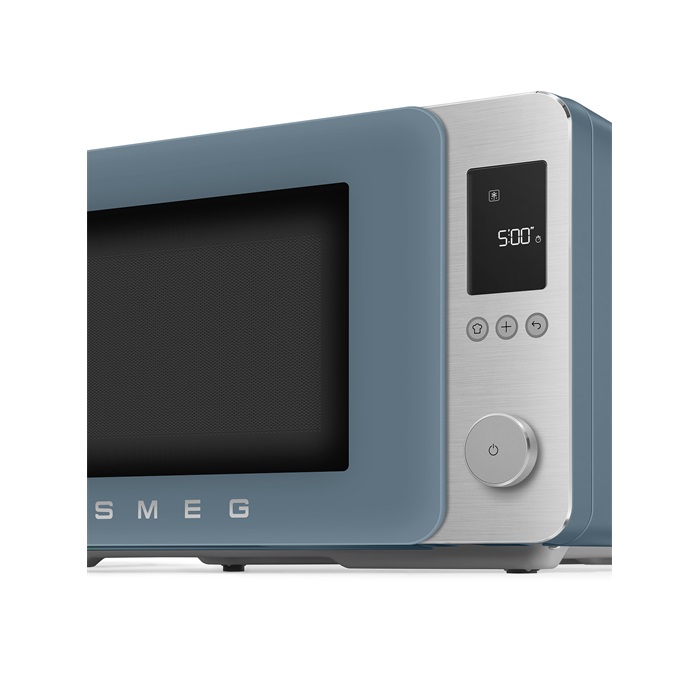 SMEG ASZTALI MIKROHULLÁMÚ SÜTŐ GRILL, LÉGKEVERÉS ÉS AIRFRY funkcióval, Collezione design, 27 liter, matt viharkék