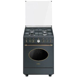 SMEG SZABADONÁLLÓ TŰZHELY,Colonial,sütő:72l,9f,főzőlap: 4 égő (1 wok égő),antracit,bronz fogantyú és gombok