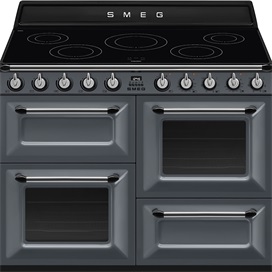 SMEG SZABADONÁLLÓ TŰZHELY, Victoria design, 110 cm, 3 sütőtér, indukciós főzőlap, palaszürke