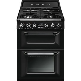 SMEG SZABADONÁLLÓ TŰZHELY,Victoria,60cm,4+2 funkció,65+35 l ,főzőlap: 4 gázégő,öntöttvas edénytartó,fekete
