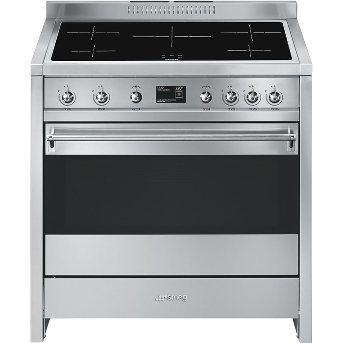 SMEG SZABADONÁLLÓ TŰZHELY, Opera, 90 cm, 11 funkció, 115 l sütőtér, indukciós főzőlap, 5 zóna, rozsdamentes acél