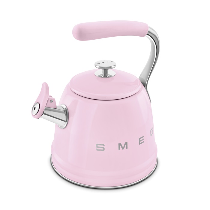 SMEG VÍZFORRALÓ TEÁSKANNA, retro, síppal, rózsaszín