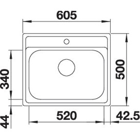 BLANCO DANA 6 mosogatótálca, natúr rozsdamentes acél, excenter nélkül (237687 mos+236268 lef)