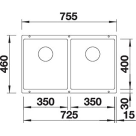 BLANCO SUBLINE 350/350-U fekete exc.nélk