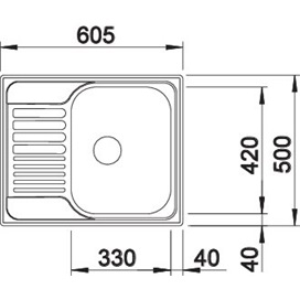 BLANCO TIPO 45 S Mini mosogatótálca, natúr rozsdamentes acél excenter nélkül (207952 mos+222404 lef)